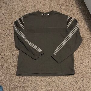Men's Gray Sweater with Striped Sleeves